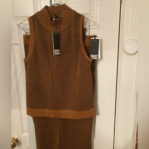 DKNY Jeans Brown and Black Striped Knit Set